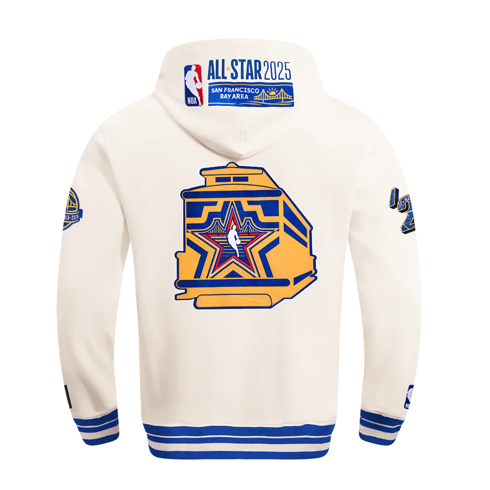 NBA ALL STAR 2025 MEN'S RIB FLEECE PULLOVER HOODIE (EGGSHELL/ ROYAL BLUE)