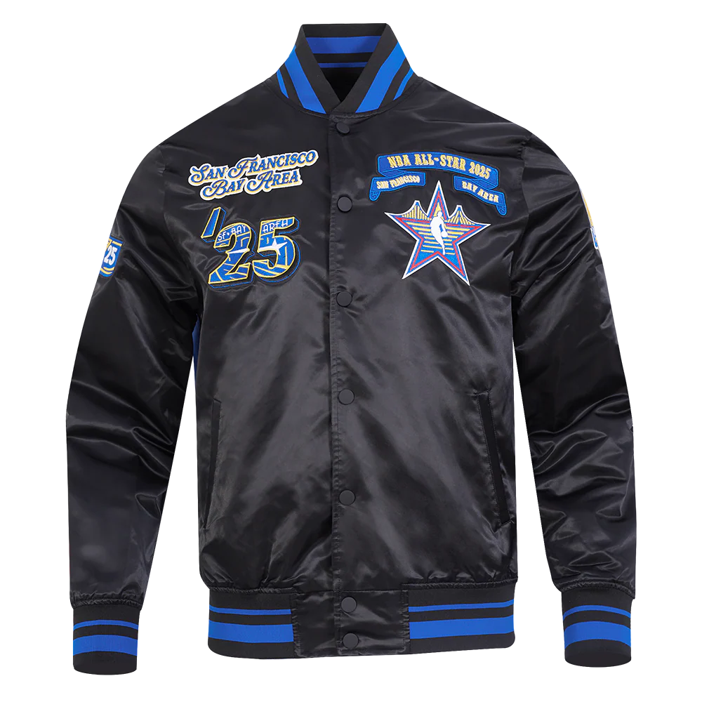 NBA ALL STAR 2025 MEN'S RIB SATIN JACKET (BLACK/ROYAL BLUE/BLACK) - Image 3