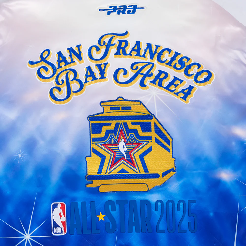 NBA ALL STAR 2025 WOMEN'S RIB SATIN JACKET (EGGSHELL/ ROYAL BLUE) - Image 10