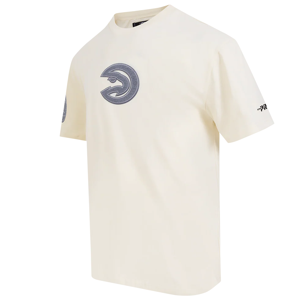 NBA ATLANTA HAWKS REVERSE FRENCH TERRY MEN'S COTTON JERSEY DROP SHOULDER TEE (EGGSHELL) - Image 2