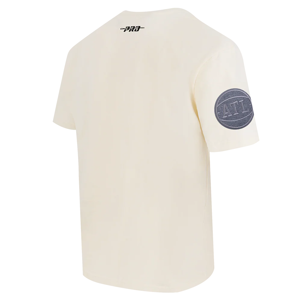 NBA ATLANTA HAWKS REVERSE FRENCH TERRY MEN'S COTTON JERSEY DROP SHOULDER TEE (EGGSHELL) - Image 4