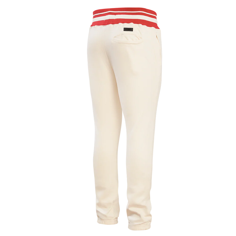 NBA ATLANTA HAWKS RETRO CLASSIC MEN'S SWEATPANT (EGGSHELL/ RED) - Image 3