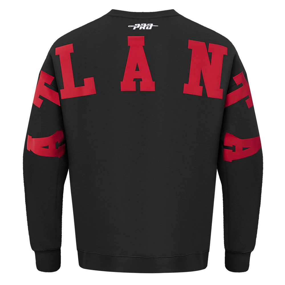 NBA ATLANTA HAWKS WINGSPAN MEN'S DROP SHOULDER FLEECE CREWNECK (BLACK)