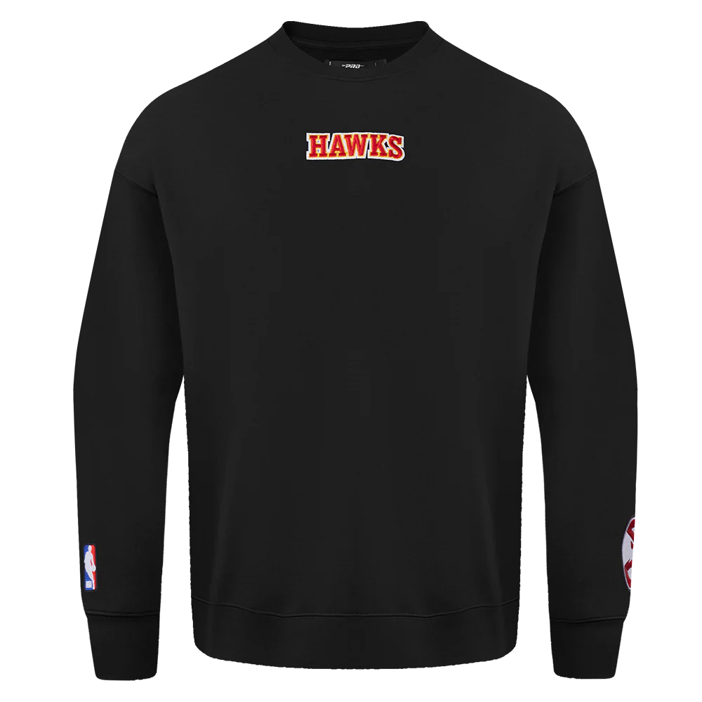 NBA ATLANTA HAWKS WINGSPAN MEN'S DROP SHOULDER FLEECE CREWNECK (BLACK) - Image 2