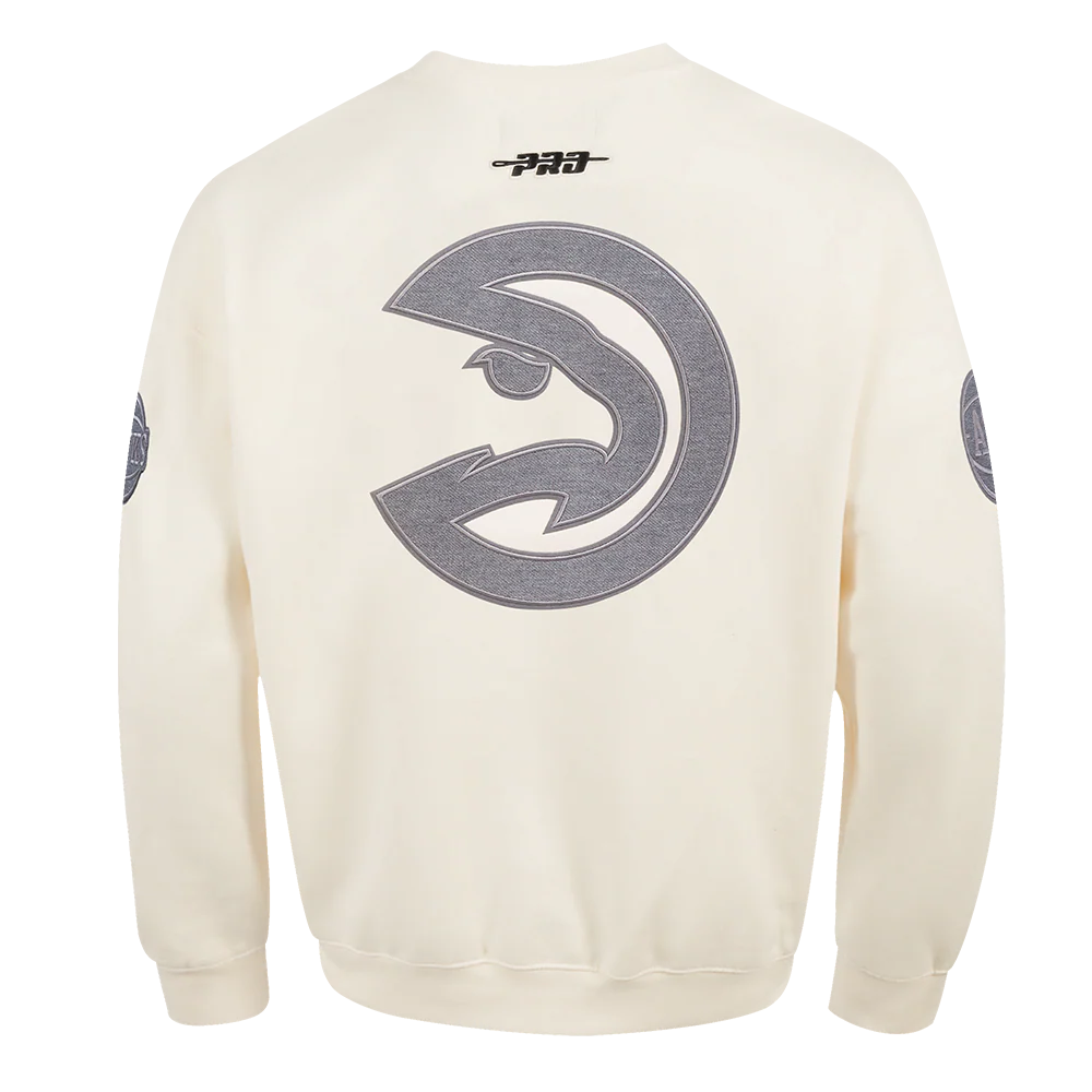 NBA ATLANTA HAWKS REVERSE FRENCH TERRY MEN'S DROP SHOULDER FLC CREWN (EGGSHELL) - Image 3