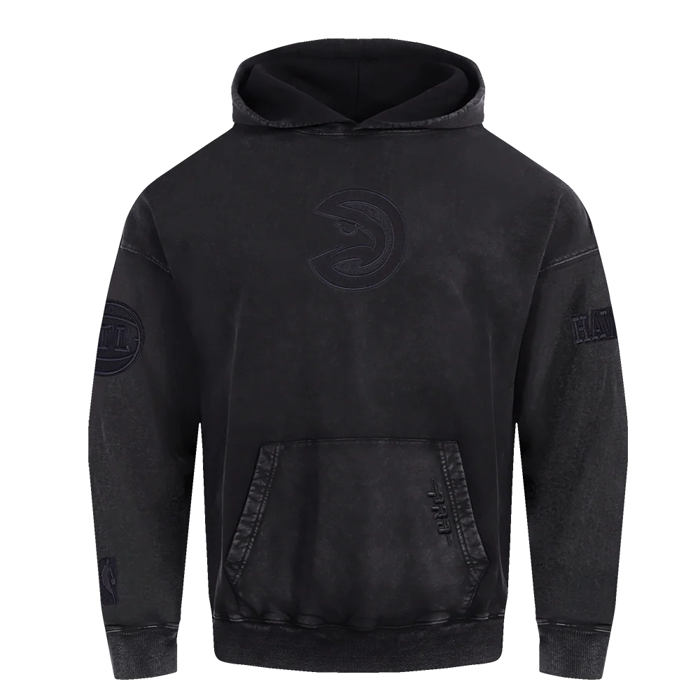 NBA ATLANTA HAWKS WASHED CLASSIC MEN'S ENZYME WASH DROP SHOULDER FT (WASHED BLACK)