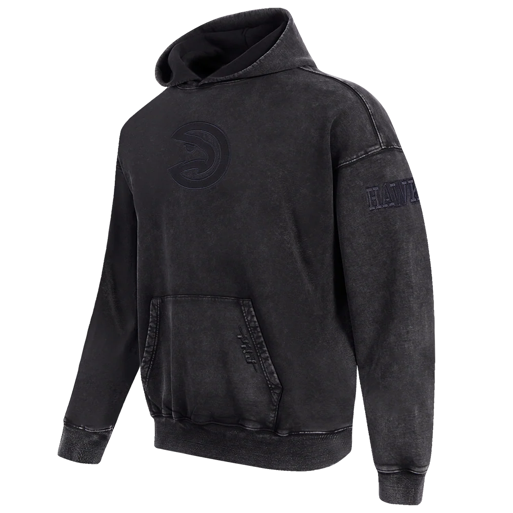 NBA ATLANTA HAWKS WASHED CLASSIC MEN'S ENZYME WASH DROP SHOULDER FT (WASHED BLACK) - Image 2