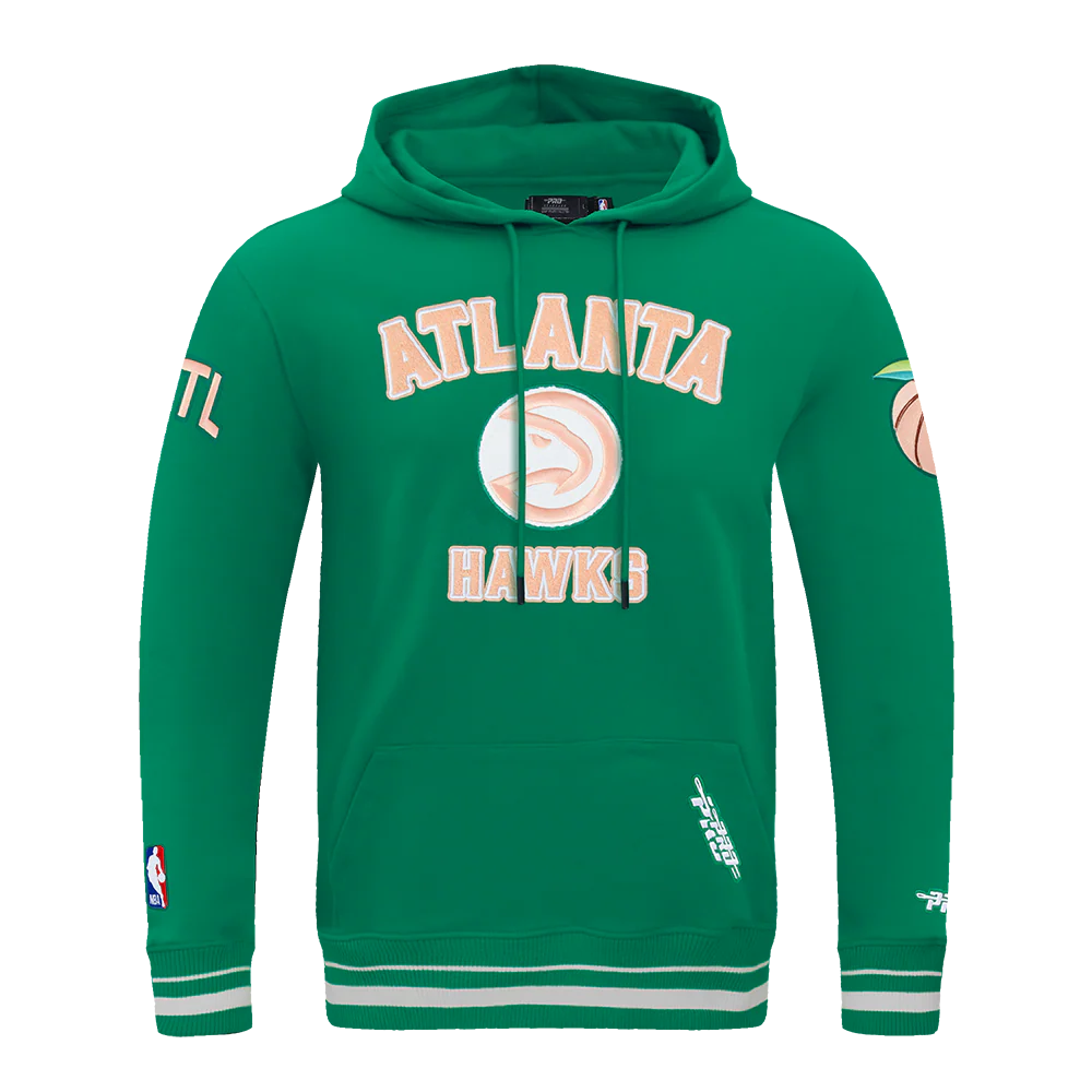 NBA ATLANTA HAWKS CITY EDITION 25-26 MEN'S RIB FLC PO HOODIE (KELLY GREEN) - Image 3
