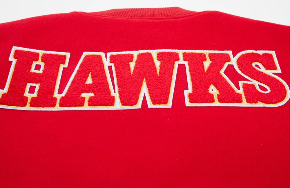 NBA ATLANTA HAWKS CLASSIC WOOL MEN'S VARSITY JACKET (RED/BLACK) - Image 9