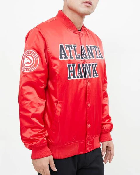 NBA ATLANTA HAWKS BIG LOGO MEN'S SATIN JACKET (RED) - Image 10