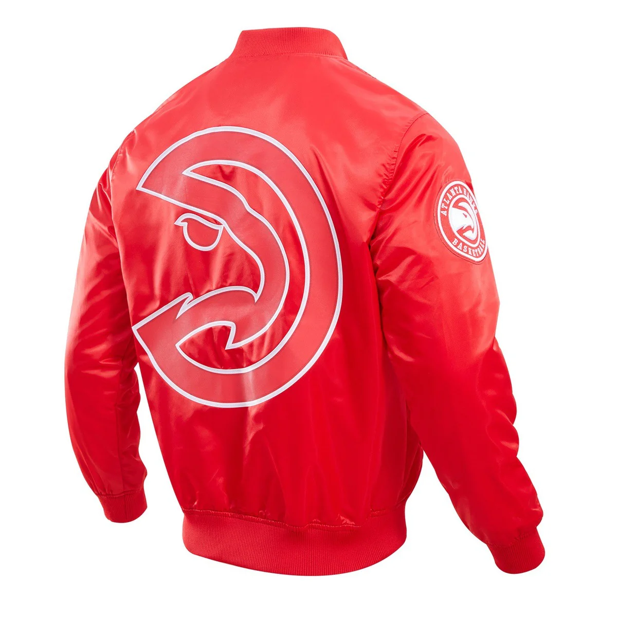 NBA ATLANTA HAWKS BIG LOGO MEN'S SATIN JACKET (RED) - Image 5