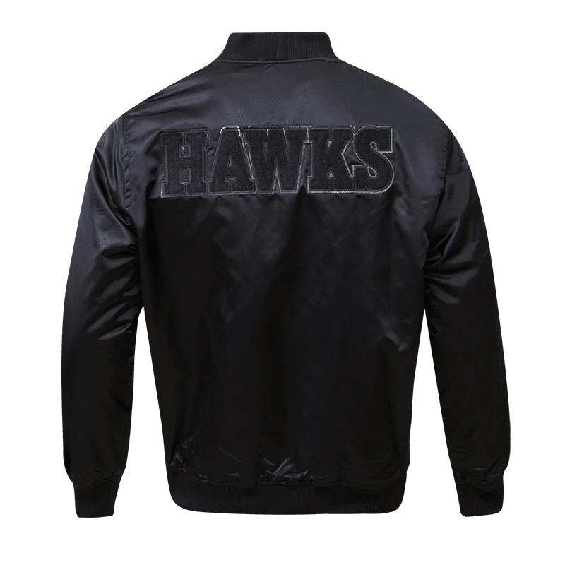NBA ATLANTA HAWKS TRIPLE BLACK MEN'S SATIN JACKET (TRIPLE BLACK) - Image 4