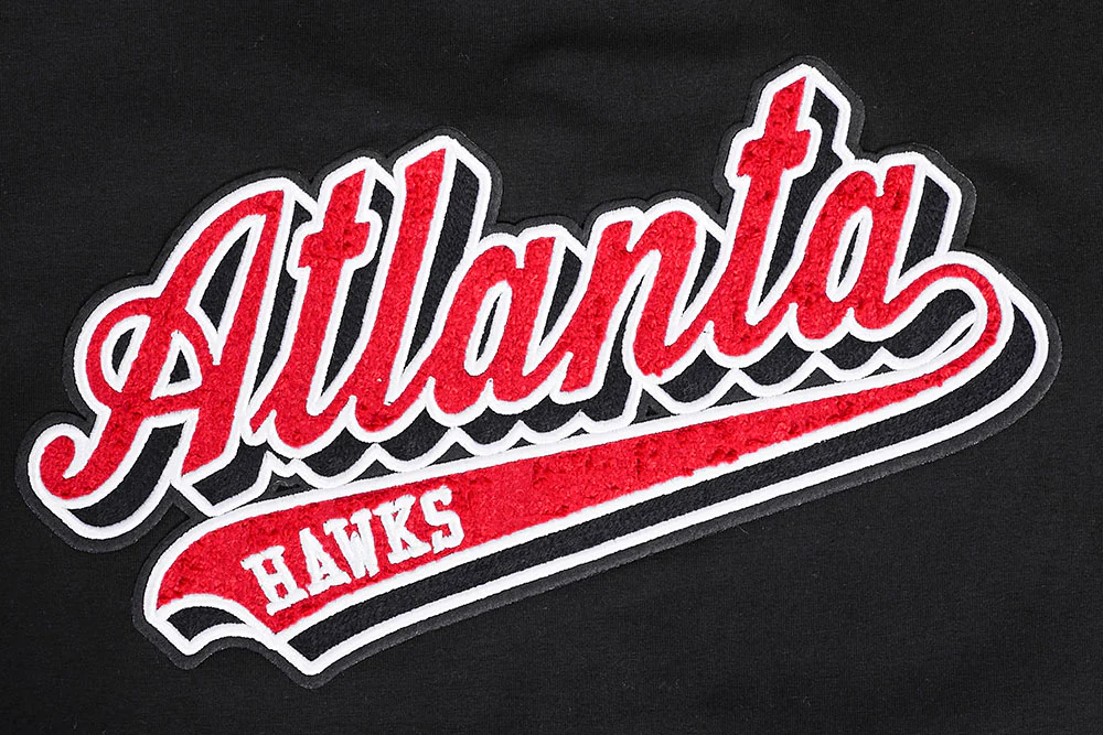 NBA ATLANTA HAWKS SCRIPT TAIL WOMEN'S SINGLE JERSEY BOXY TEE (BLACK) - Image 5