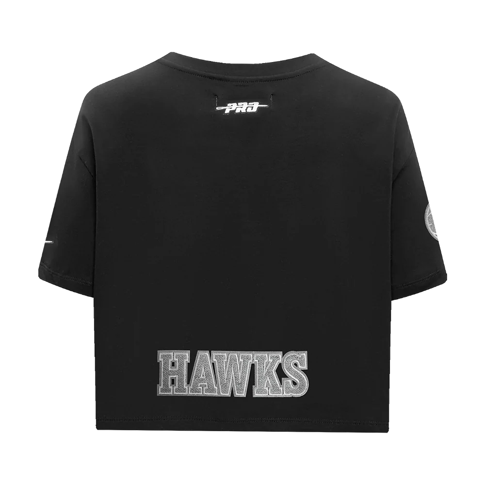 NBA ATLANTA HAWKS REVERSE FRENCH TERRY WOMEN'S SINGLE JERSEY BOXY TEE (BLACK) - Image 3