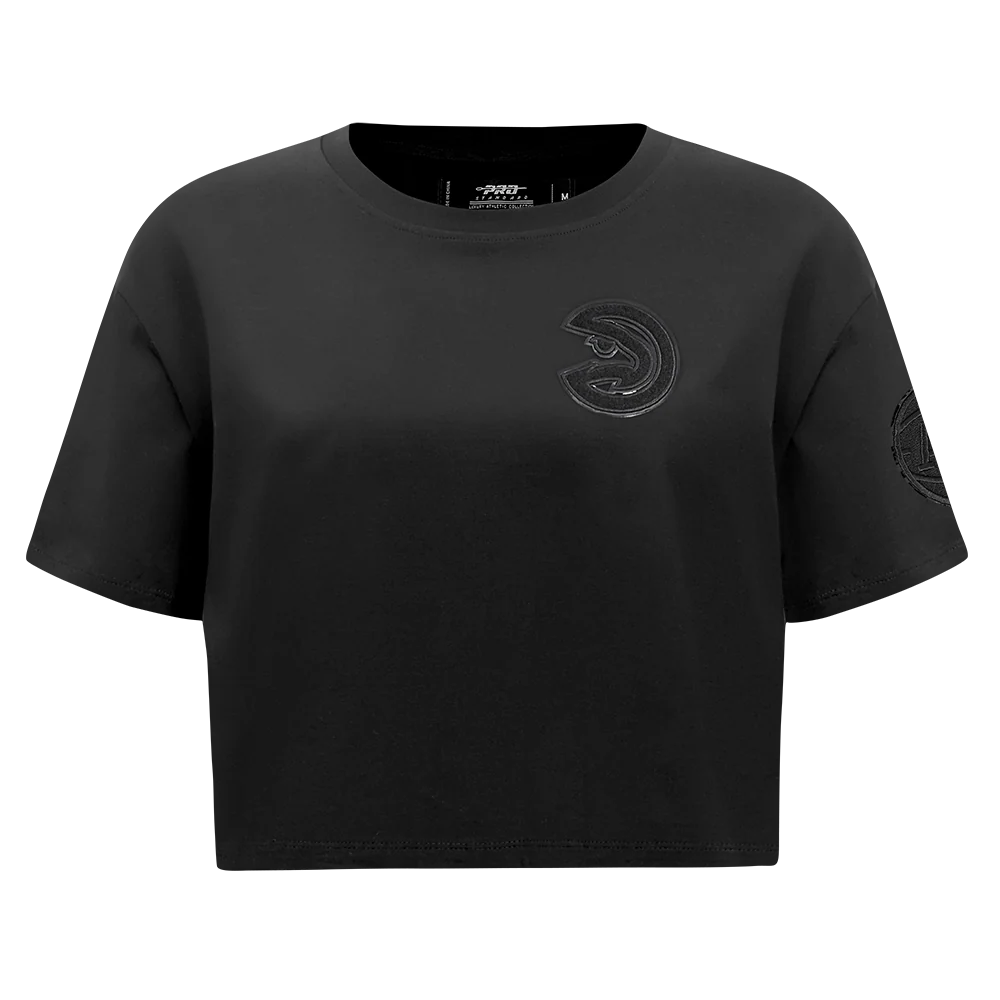 NBA ATLANTA HAWKS TRIPLE BLACK WOMEN'S SINGLE JERSEY BOXY TEE (TRIPLE BLACK)