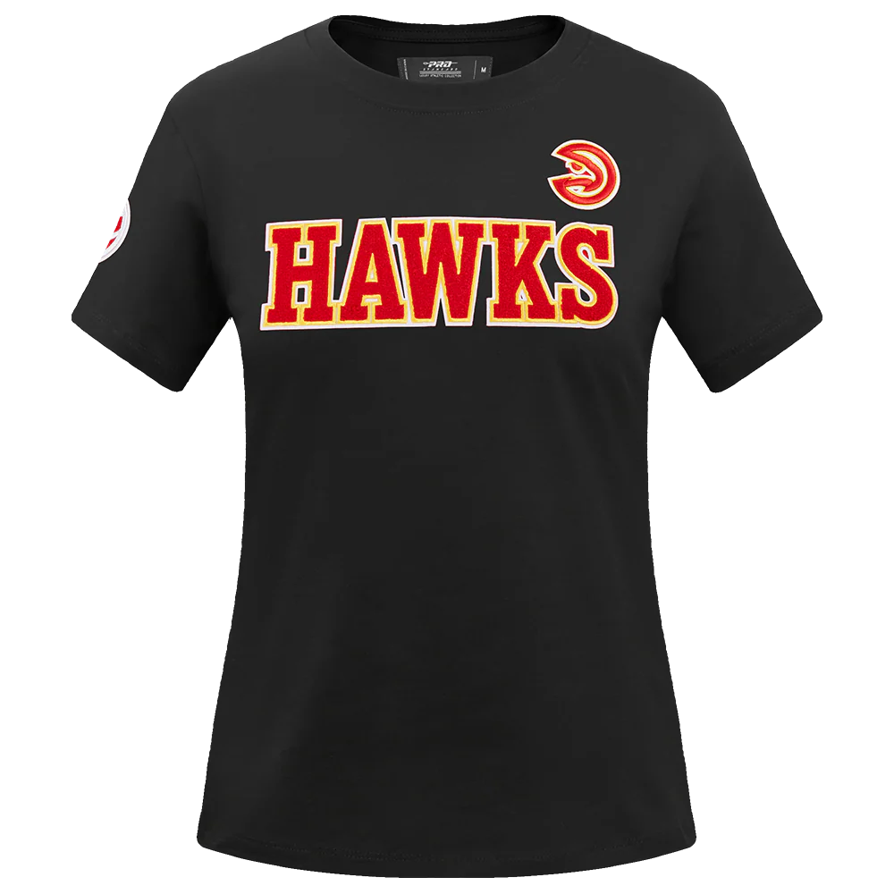 NBA ATLANTA HAWKS CLASSIC SHORT SLEEVE WOMEN'S SLIM FIT TEE (BLACK)