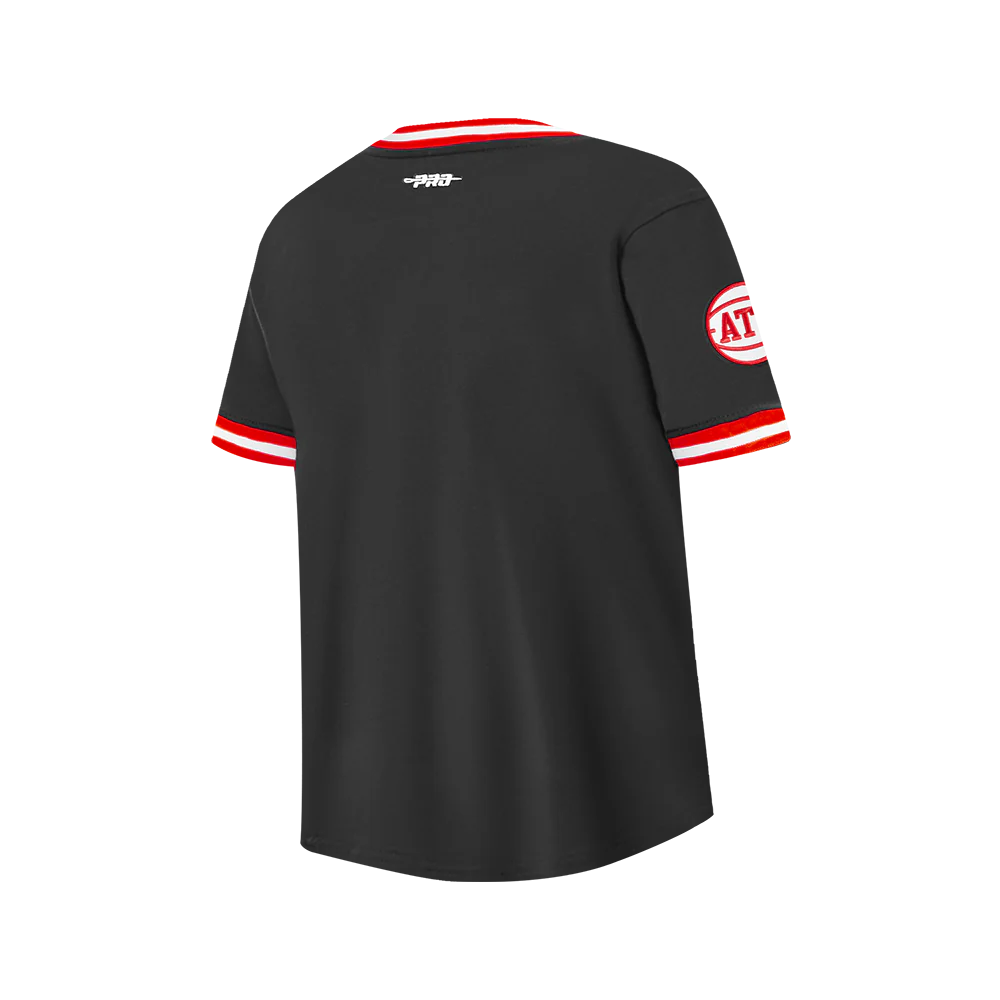 NBA ATLANTA HAWKS CLASSIC BIG BOY'S SS STRIPED RIB TEE (BLACK/RED) - Image 4