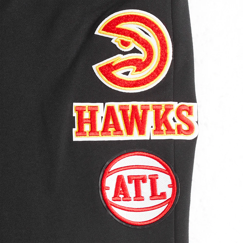 NBA ATLANTA HAWKS RETRO CLASSIC BIG BOYS RIB FLC SWEATPANT (BLACK/RED/BLACK) - Image 3