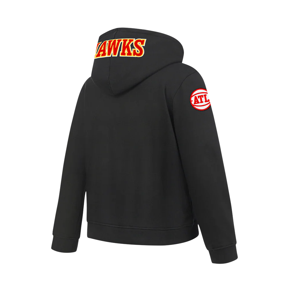 NBA ATLANTA HAWKS CLASSIC BIG BOY'S FLC PO HOODIE (BLACK) - Image 4