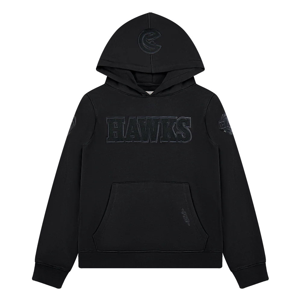 NBA ATLANTA HAWKS TRIPLE BLACK BIG BOYS FLEECE PULLOVER HOODIE (BLACK)