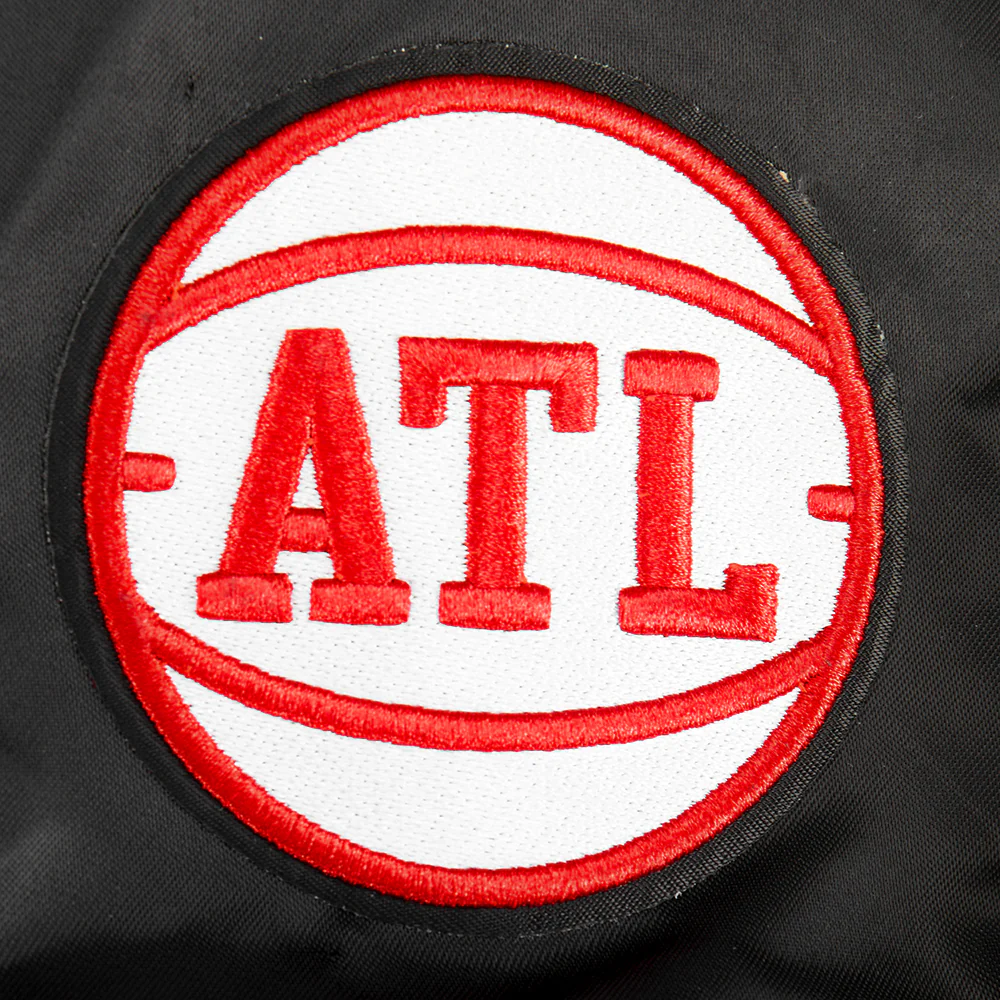 NBA ATLANTA HAWKS CLASSIC BIG BOYS SATIN JACKET (BLACK) - Image 6