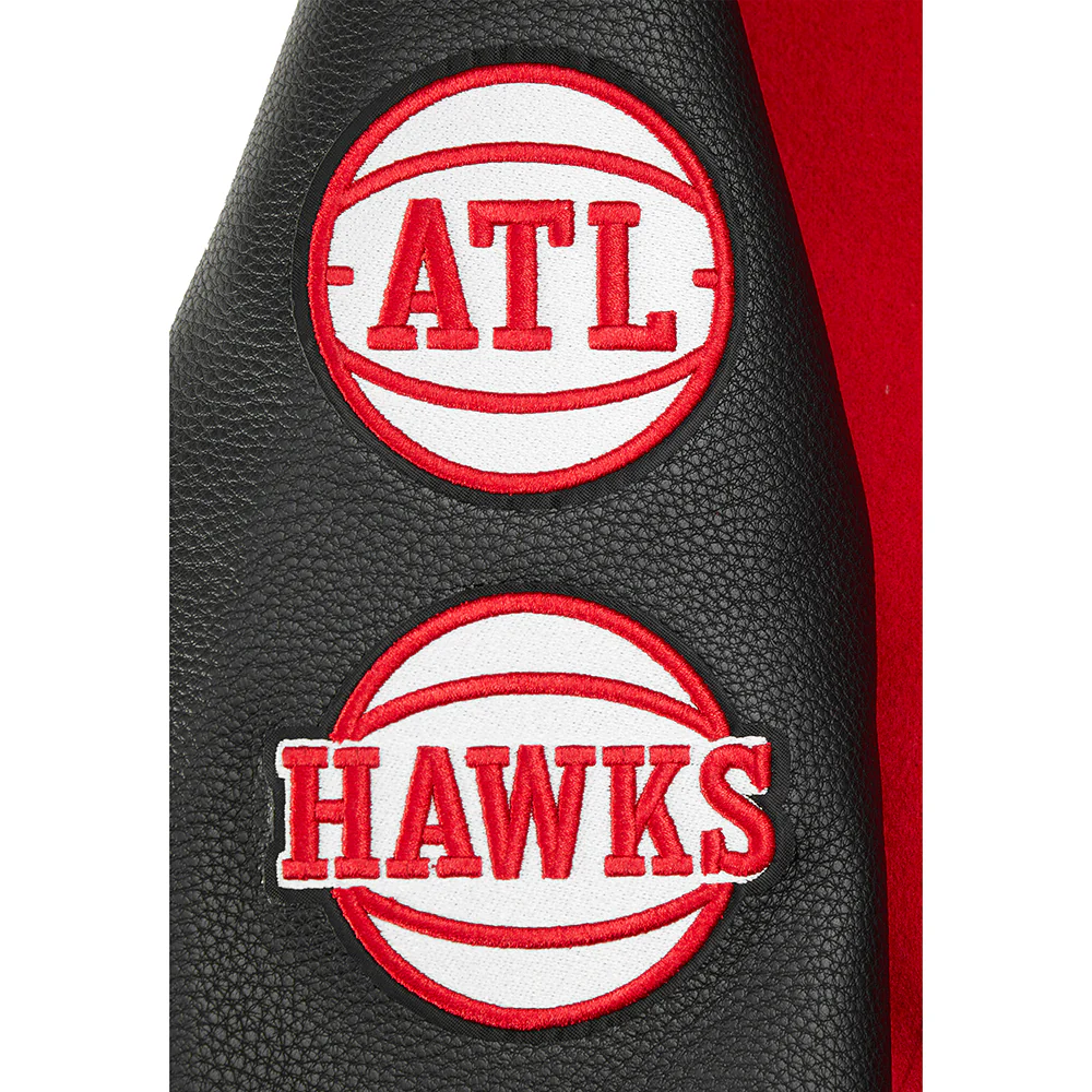 NBA ATLANTA HAWKS CLASSIC BIG BOYS WOOL VARSITY JACKET (RED/BLACK) - Image 6