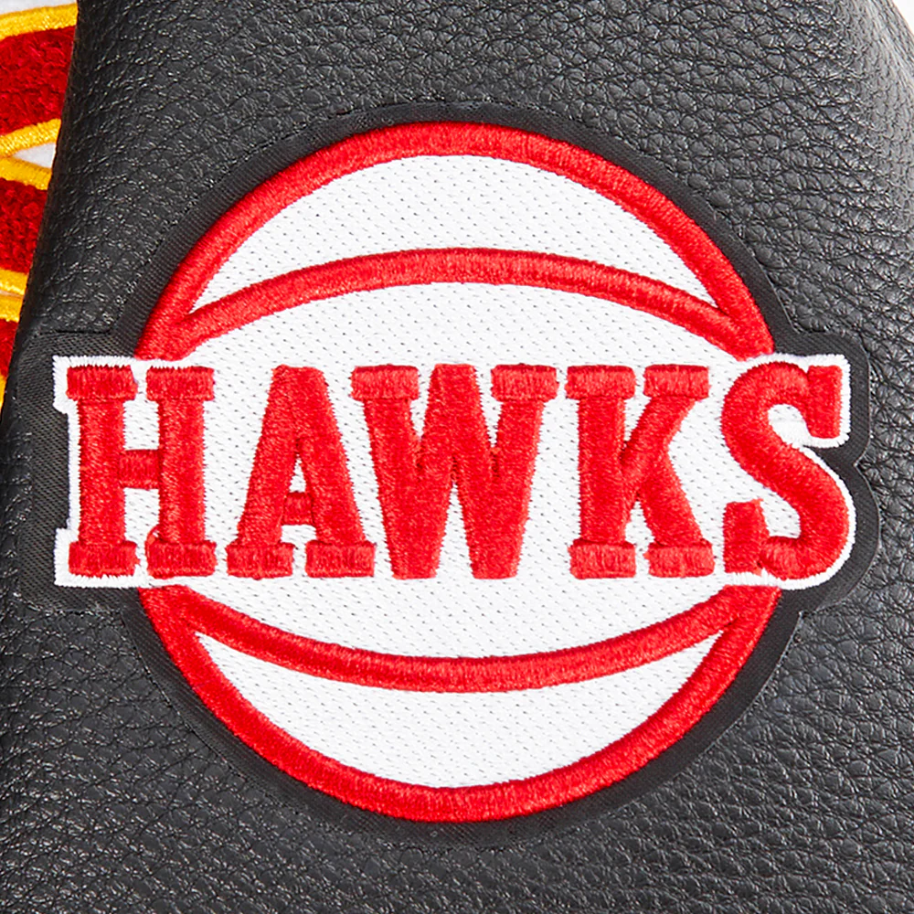 NBA ATLANTA HAWKS RETRO CLASSIC BIG BOYS RIB WOOL VARSITY JACKET (BLACK/RED/BLACK) - Image 11