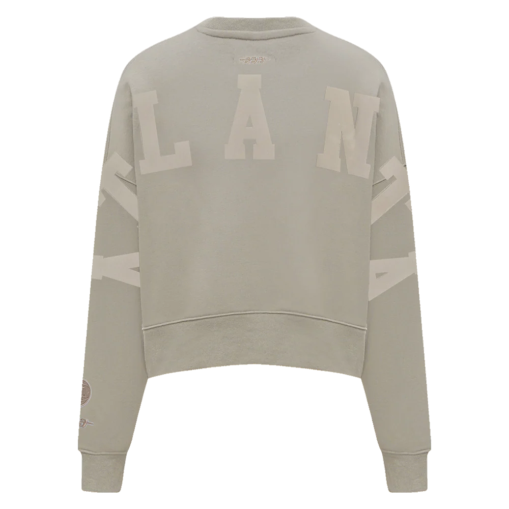 NBA ATLANTA HAWKS WINGSPAN WOMEN'S FLEECE CREWNECK (TAUPE) - Image 4