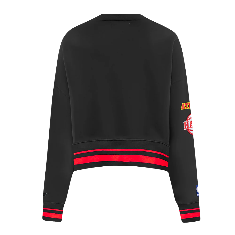 NBA ATLANTA HAWKS MASHUP WOMEN'S RIB CREWNECK (BLACK/RED/BLACK) - Image 3