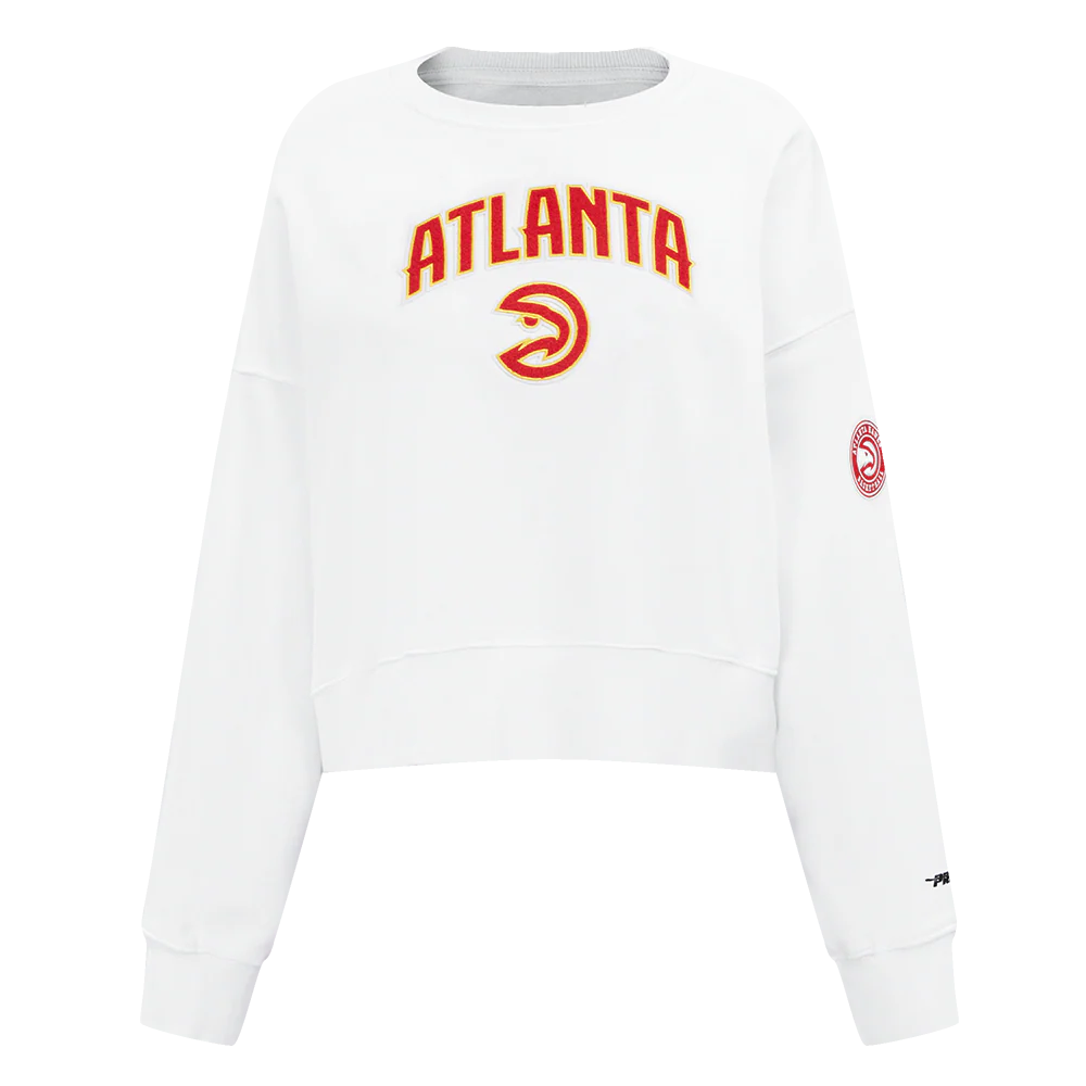 NBA ATLANTA HAWKS CLASSIC OVERSIZED WOMEN'S CREWNECK (WHITE)
