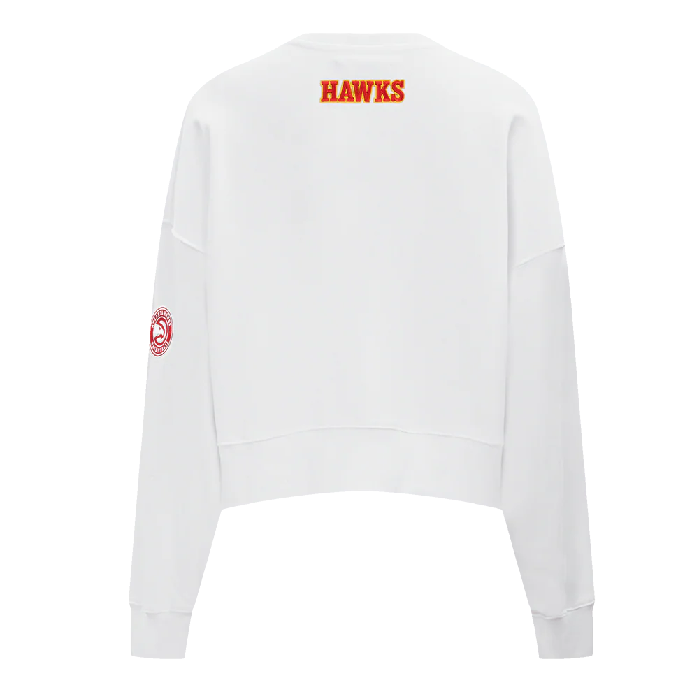 NBA ATLANTA HAWKS CLASSIC OVERSIZED WOMEN'S CREWNECK (WHITE) - Image 3