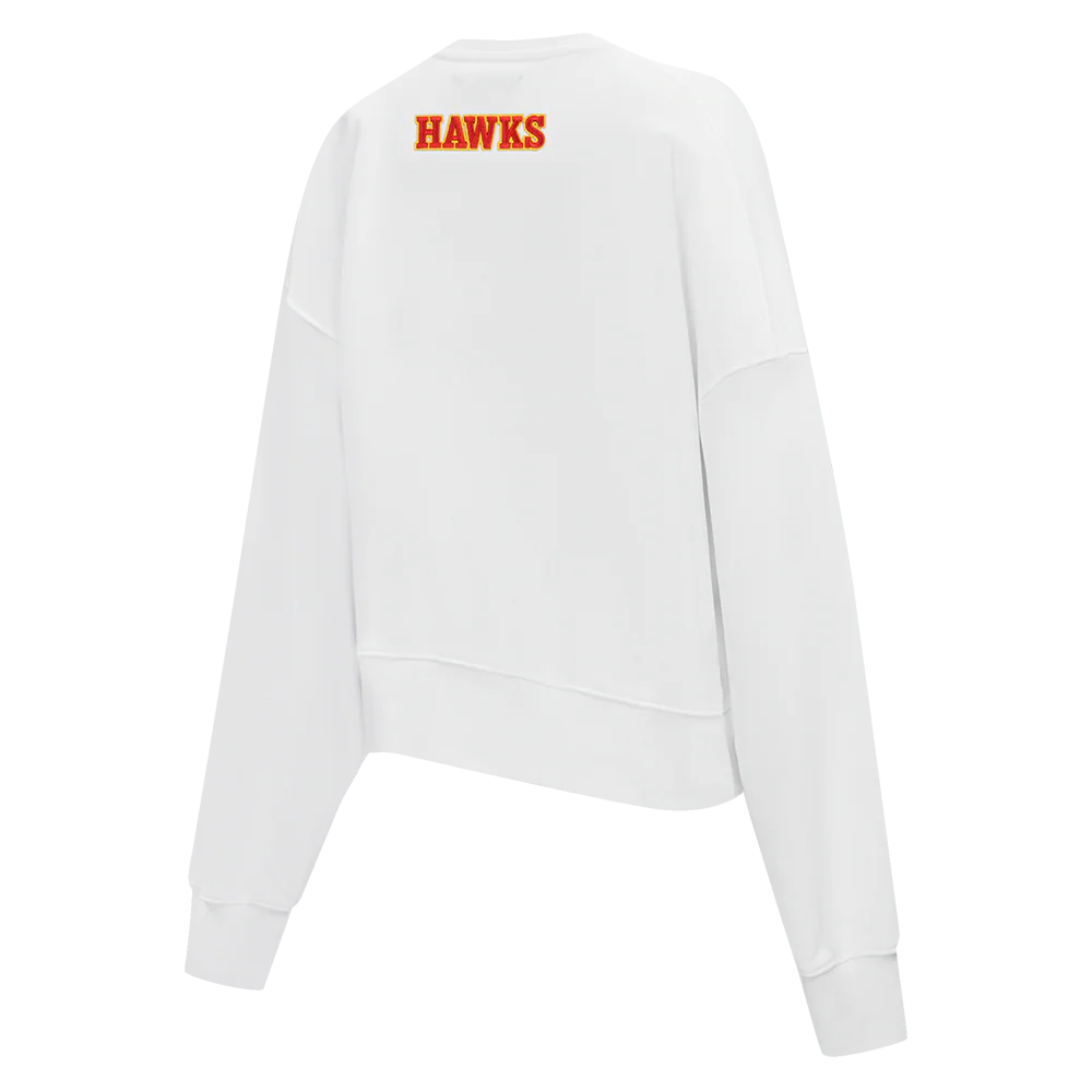 NBA ATLANTA HAWKS CLASSIC OVERSIZED WOMEN'S CREWNECK (WHITE) - Image 4