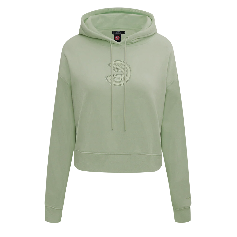 NBA ATLANTA HAWKS NEUTRAL WOMEN'S CROPPED PO HOODIE (MOSS)