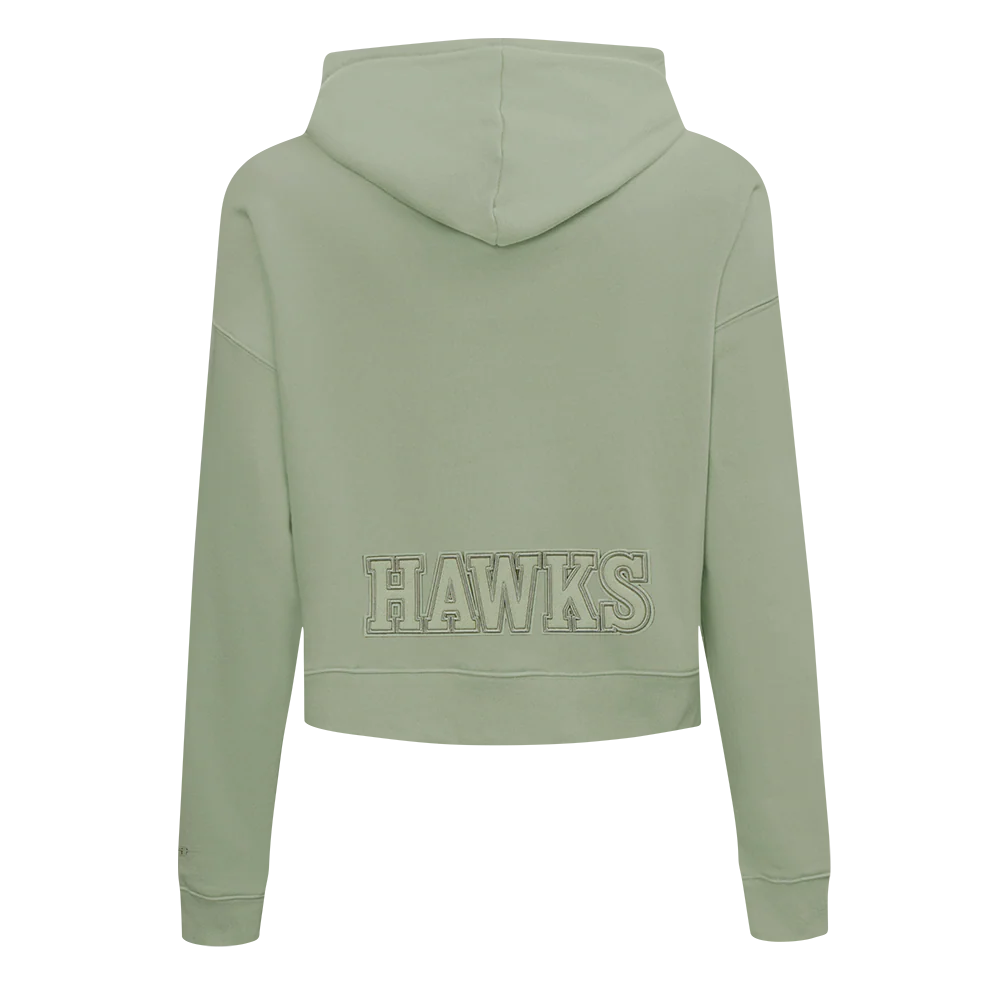 NBA ATLANTA HAWKS NEUTRAL WOMEN'S CROPPED PO HOODIE (MOSS) - Image 3