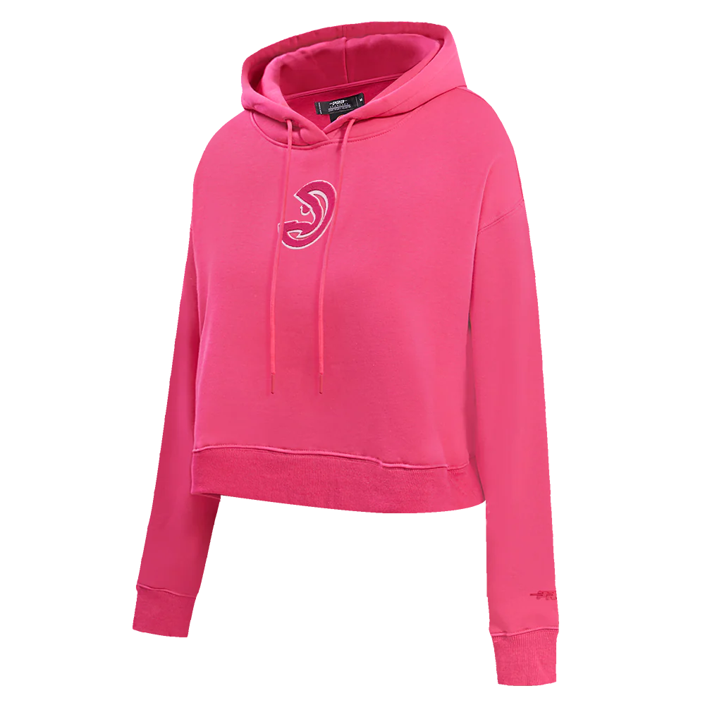 NBA ATLANTA HAWKS TRIPLE PINK WOMEN'S FLC CROPPED PO HOODIE (BEETROOT PURPLE) - Image 2