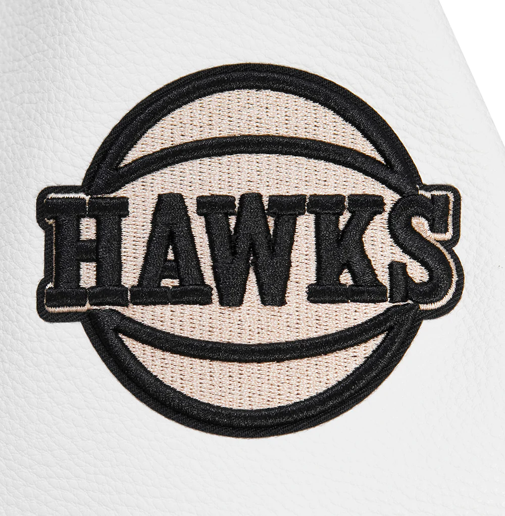 NBA ATLANTA HAWKS CHEST HISTORIC WOMEN'S WOOL VARSITY JACKET (BLACK/WHITE) - Image 9
