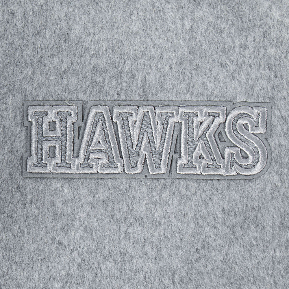 NBA ATLANTA HAWKS REVERSE FRENCH TERRY WOMEN'S WOOL VARSITY JACKET (BLACK/GRAY/EGGSHELL) - Image 6