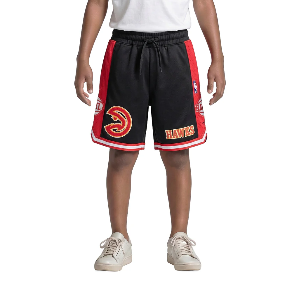 NBA ATLANTA HAWKS CLASSIC LITTLE BOYS FLEECE 2.0 SHORT (BLACK/RED)