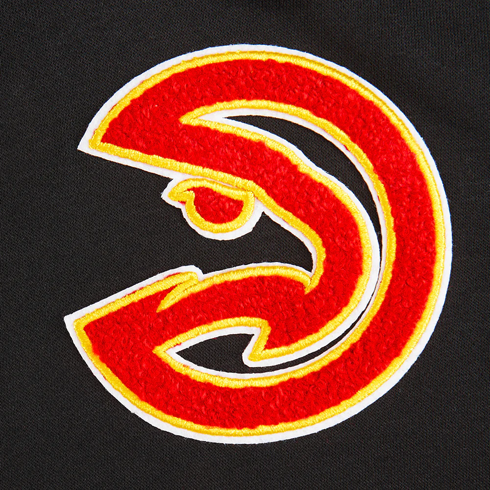 NBA ATLANTA HAWKS RETRO CLASSIC LITTLE BOYS RIB FLEECE PULLOVER HOODIE (BLACK/RED/BLACK) - Image 5