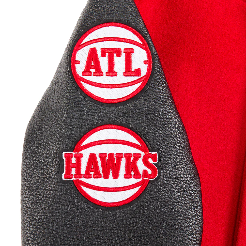 NBA ATLANTA HAWKS CLASSIC LITTLE BOYS WOOL VARSITY JACKET (RED/BLACK) - Image 7