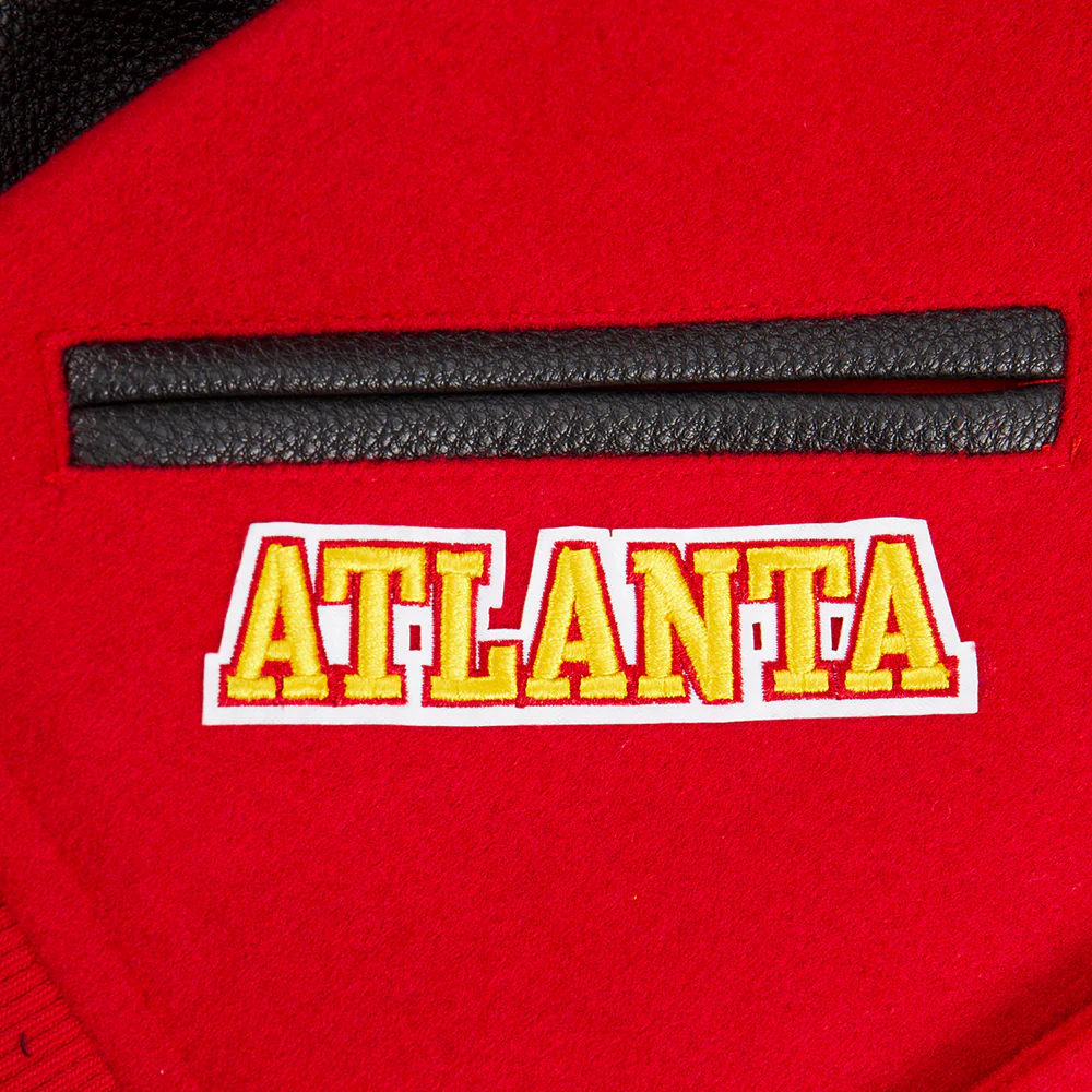 NBA ATLANTA HAWKS CLASSIC LITTLE BOYS WOOL VARSITY JACKET (RED/BLACK) - Image 9