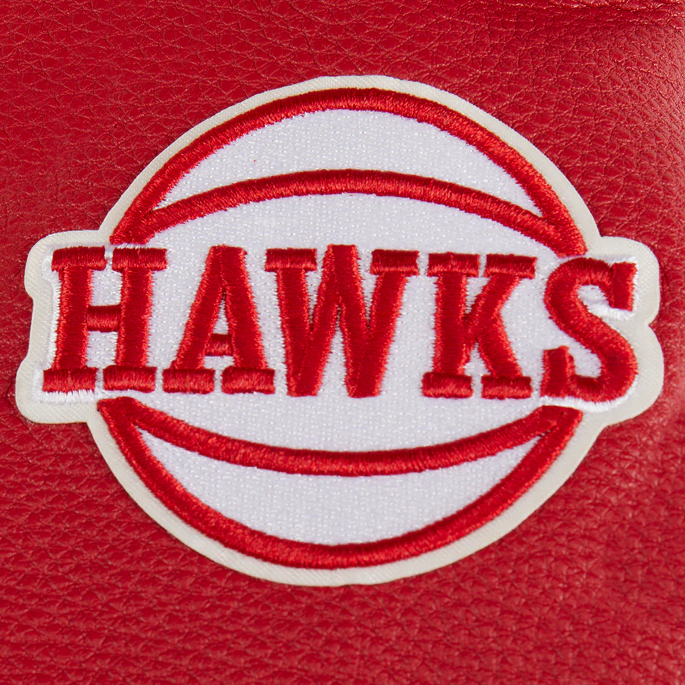 NBA ATLANTA HAWKS RETRO CLASSIC LITTLE BOYS RIB WOOL VARSITY JACKET (EGGSHELL/ RED) - Image 5