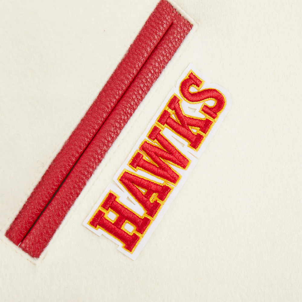 NBA ATLANTA HAWKS RETRO CLASSIC LITTLE BOYS RIB WOOL VARSITY JACKET (EGGSHELL/ RED) - Image 9