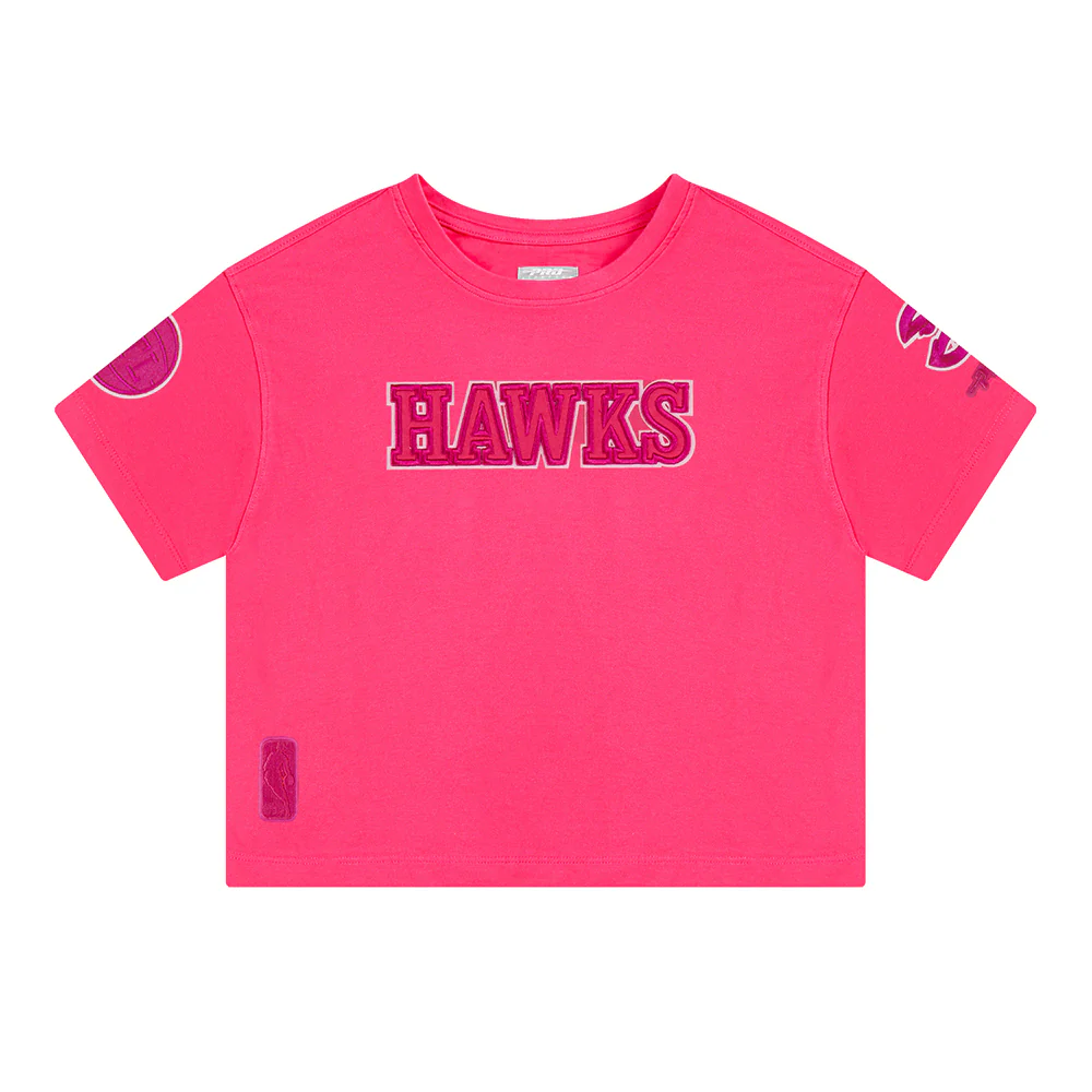 NBA ATLANTA HAWKS TRIPLE PINK LITTLE GIRLS SHORT SLEEVE BOXY TEE (BEETROOT PURPLE) - Image 3