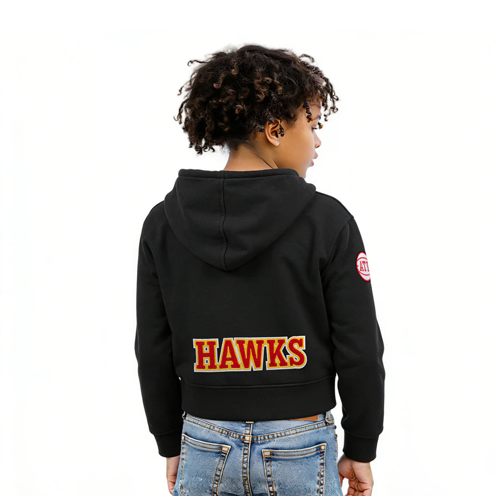 NBA ATLANTA HAWKS CLASSIC LITTLE GIRLS FLEECE FULL ZIP HOODIE (BLACK) - Image 2