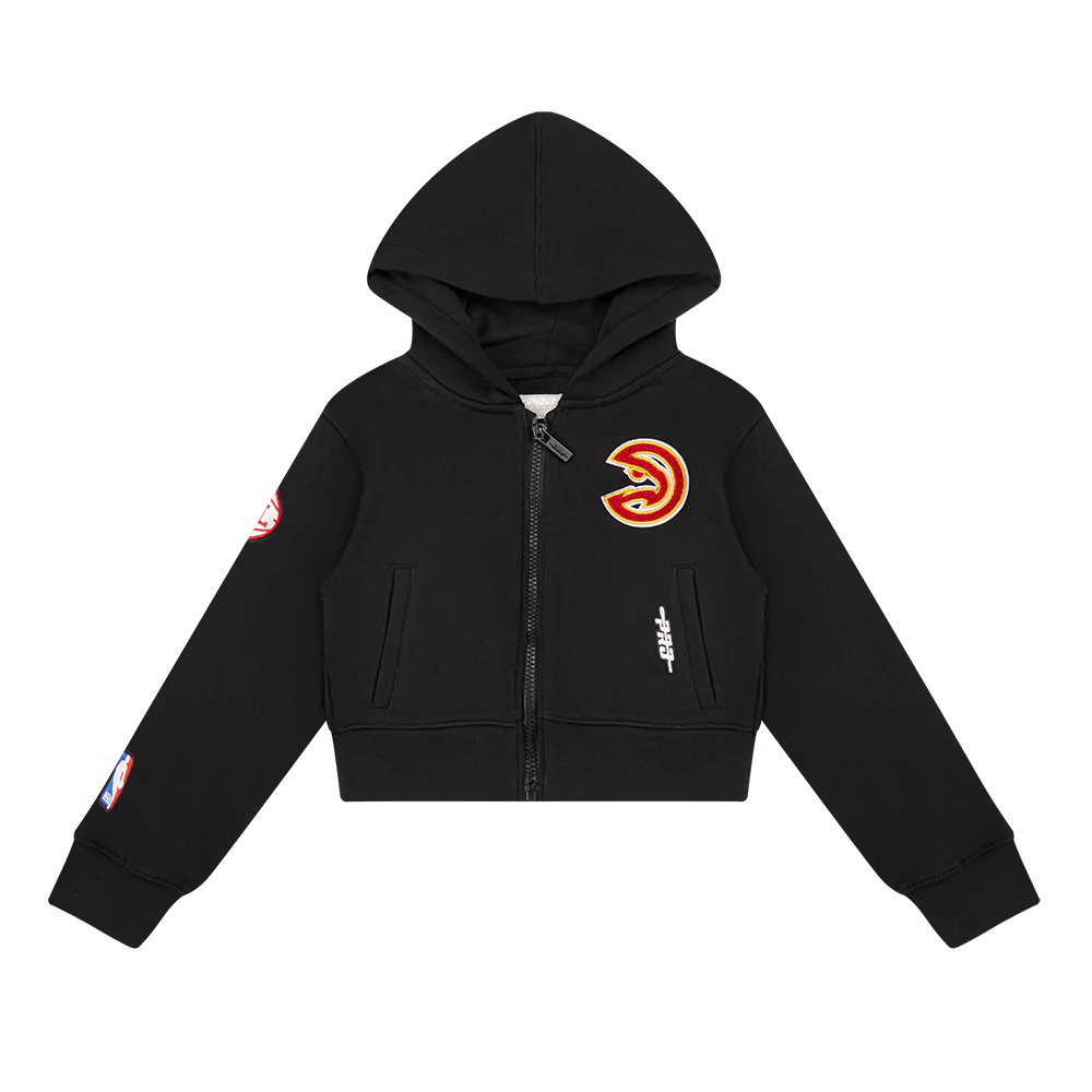 NBA ATLANTA HAWKS CLASSIC LITTLE GIRLS FLEECE FULL ZIP HOODIE (BLACK) - Image 3