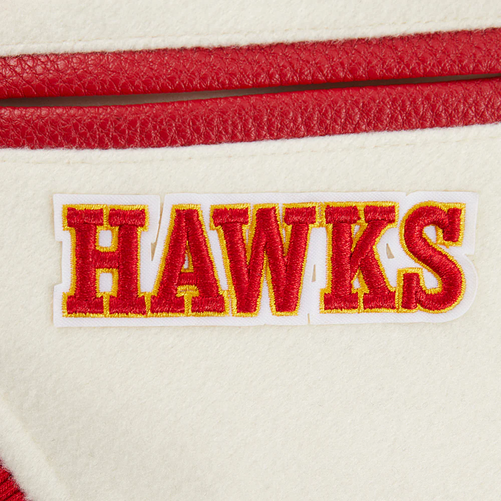 NBA ATLANTA HAWKS RETRO CLASSIC TODDLER BOYS RIB WOOL VARSITY JACKET (EGGSHELL/ RED) - Image 9