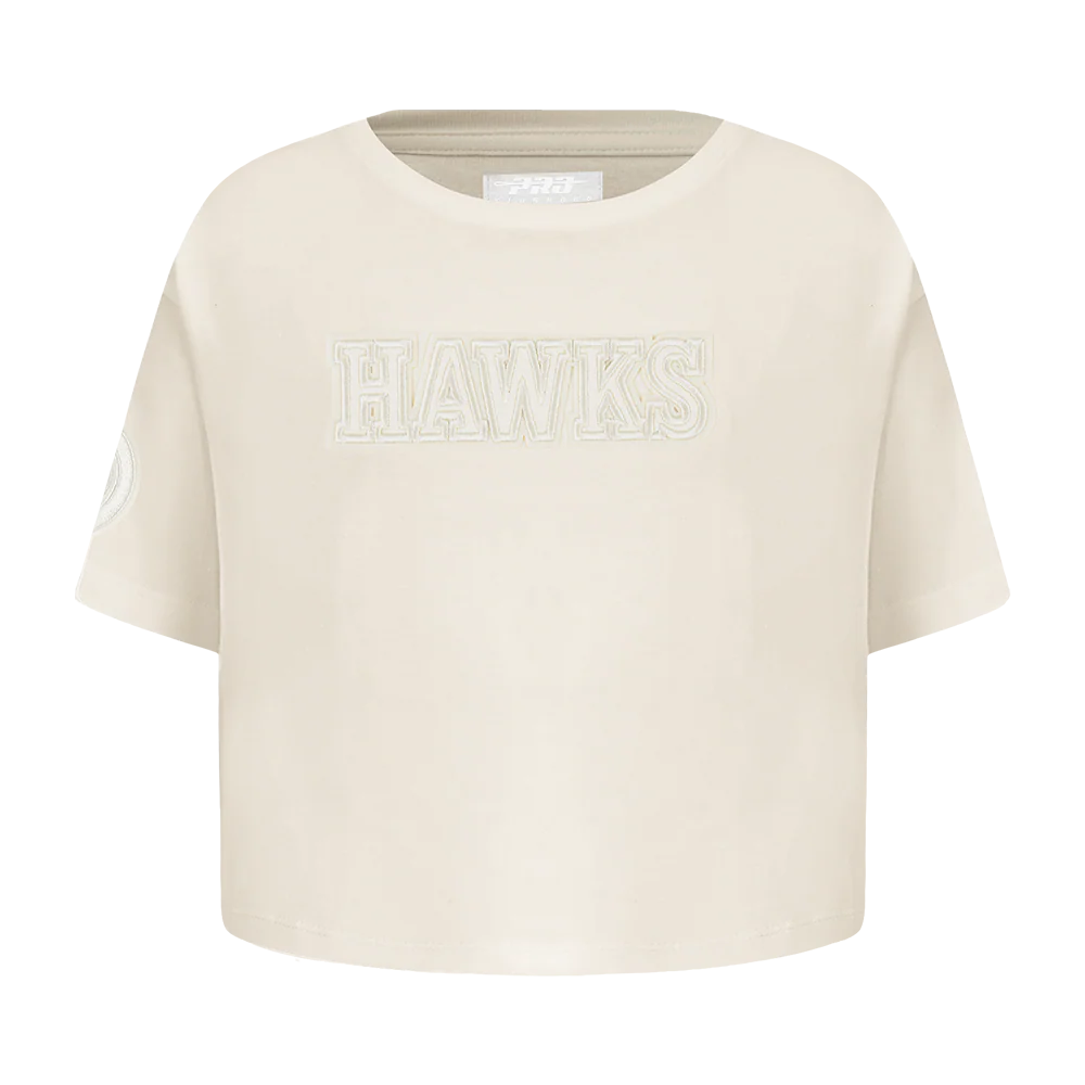NBA ATLANTA HAWKS NEUTRAL TODDLER GIRLS SHORT SLEEVE BOXY TEE (EGGSHELL)