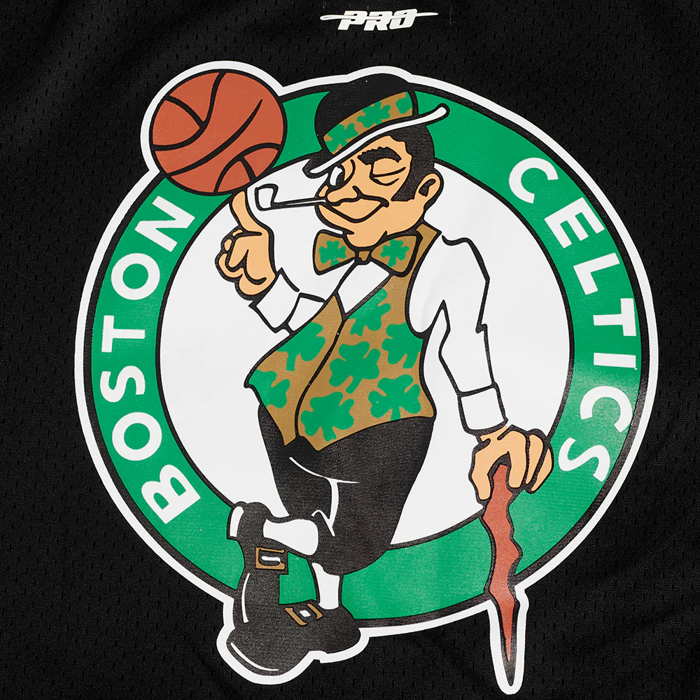 NBA BOSTON CELTICS CLASSIC MEN'S MESH BUTTON DOWN JERSEY (BLACK) - Image 6