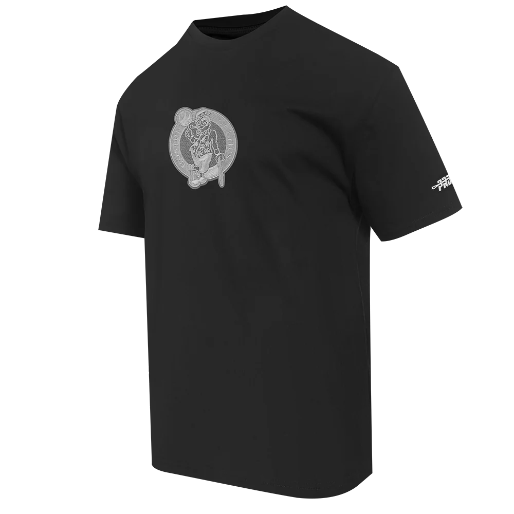 NBA BOSTON CELTICS REVERSE FRENCH TERRY MEN'S COTTON JERSEY DROP SHOULDER TEE (BLACK) - Image 2